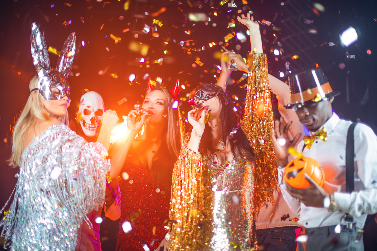 People dancing on Halloween party